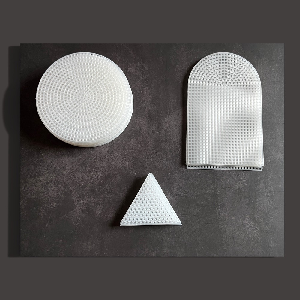 29 Plastic Canvas Shapes Clear New Circles Tombstone Triangles 7 Count Mesh New